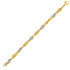 14k Two-Tone Yellow and White Gold Double Link Textured Bracelet by Bids.com