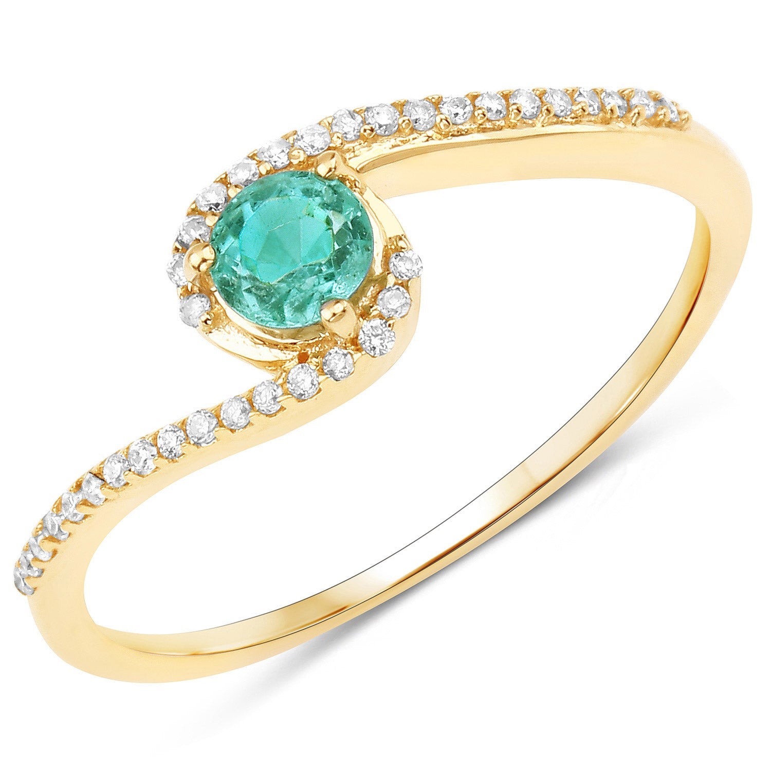 0.33 Carat Genuine Zambian Emerald and White Diamond 14K Yellow Gold Ring by Bids.com