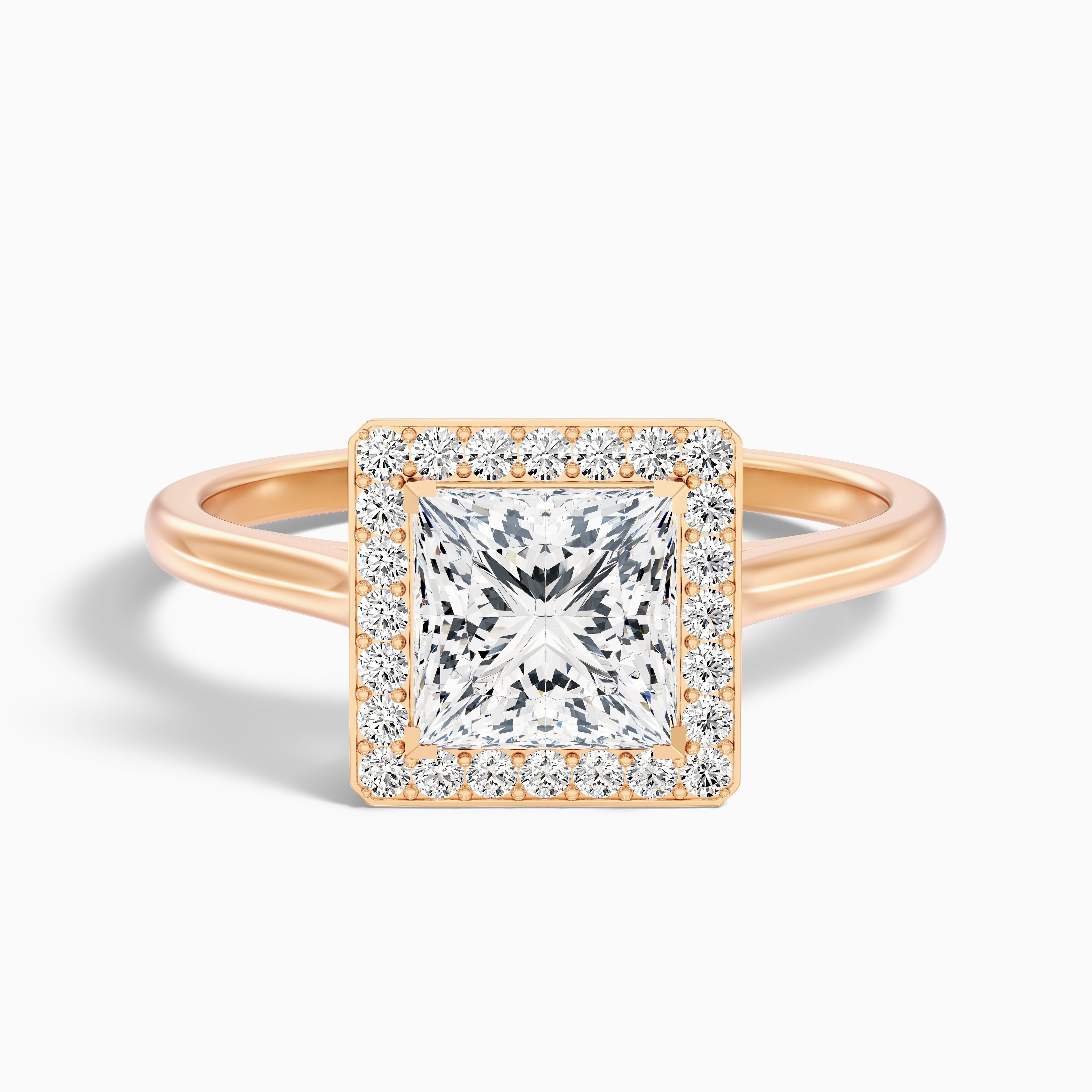 Kelly 3 Carat Princess Cut Halo Pave Lab Grown Engagement Ring in 14k Yellow Gold  DestGlow