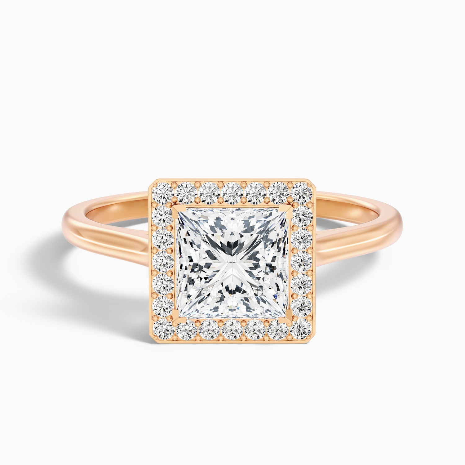 Kelly 2 Carat Princess Cut Halo Pave Lab Grown Engagement Ring in 14k Yellow Gold  DestGlow