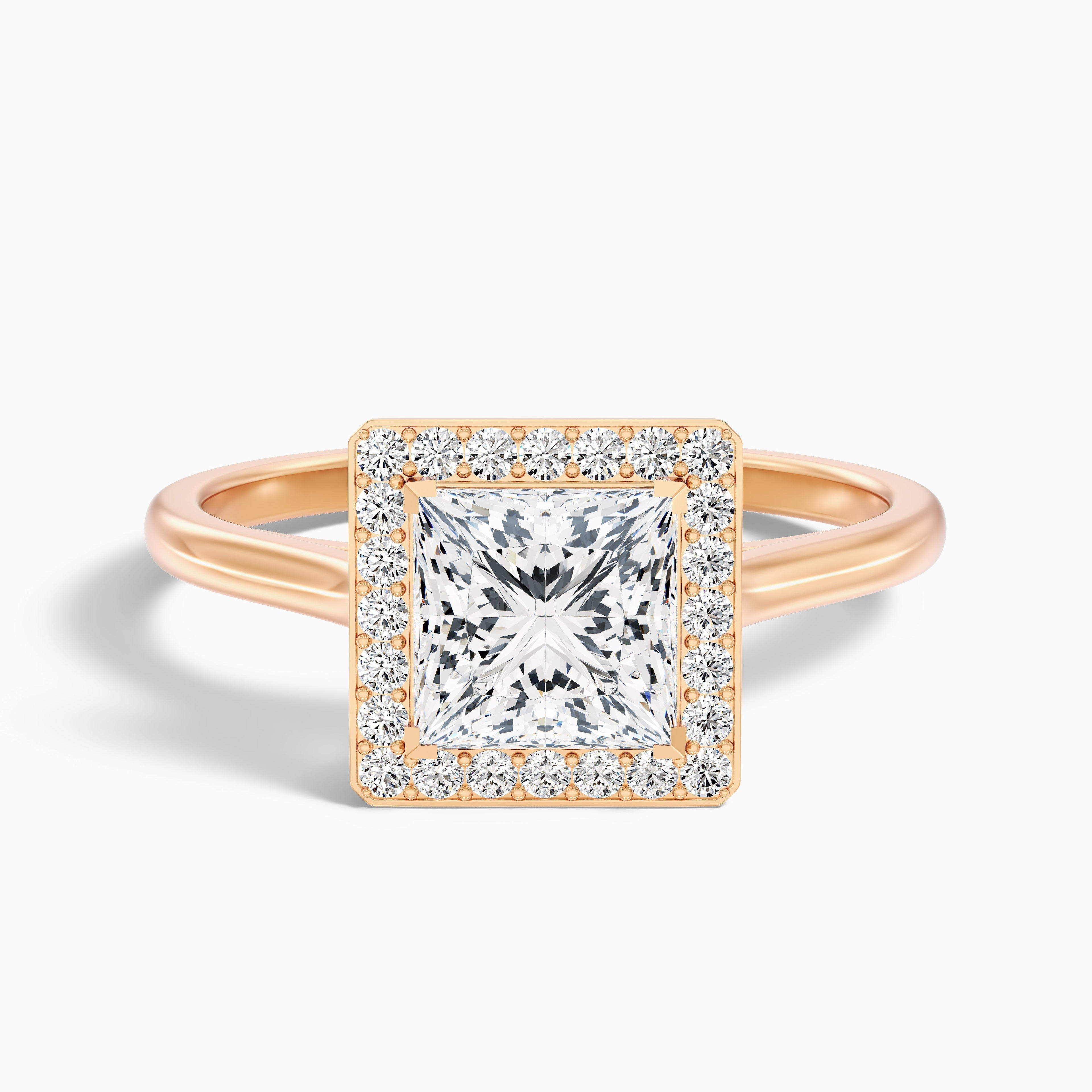 Kelly 3.5 Carat Princess Cut Halo Pave Lab Grown Engagement Ring in 14k White Gold  DestGlow