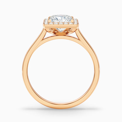 Kelly 1 Carat Princess Cut Halo Pave Lab Grown Engagement Ring in 14k Yellow Gold  DestGlow