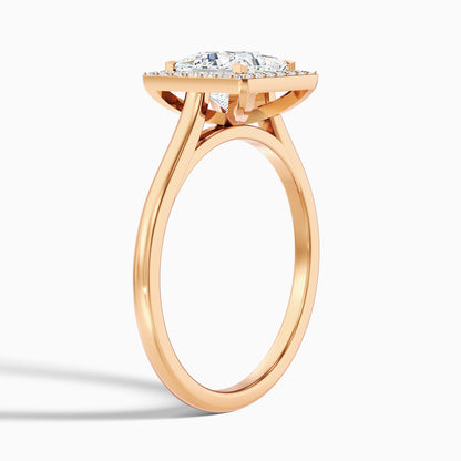 Kelly 2.5 Carat Princess Cut Halo Pave Lab Grown Engagement Ring in 14k Yellow Gold  DestGlow