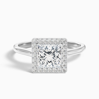 Kelly 2.5 Carat Princess Cut Halo Pave Lab Grown Engagement Ring in 18k Rose Gold  DestGlow