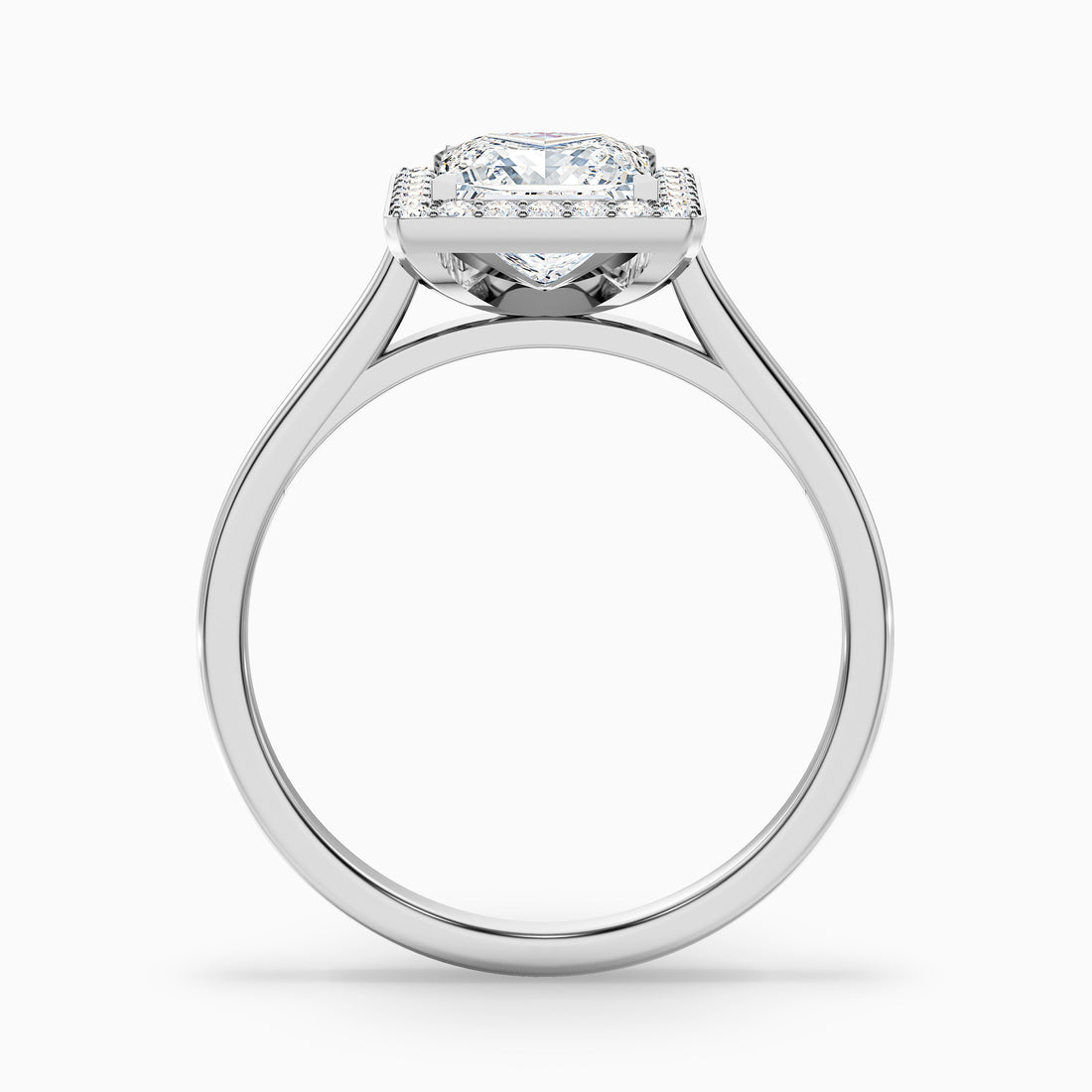 Fiona 2 Carat Princess Cut Halo Pave Moissanite Diamond Ring in 925 Sterling Silver  DestGlow