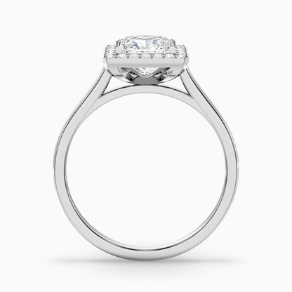 Kelly 3.5 Carat Princess Cut Halo Pave Lab Grown Engagement Ring in 14k Rose Gold  DestGlow
