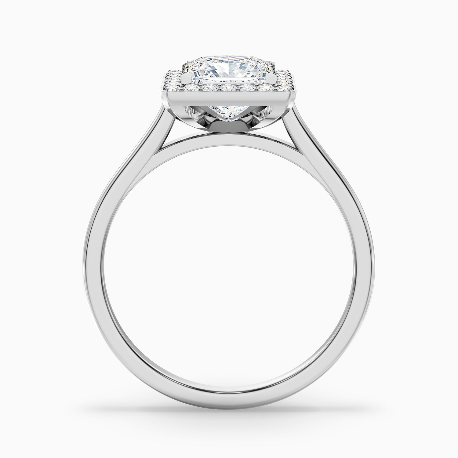 Kelly 2.5 Carat Princess Cut Halo Pave Lab Grown Engagement Ring in 14k Yellow Gold  DestGlow
