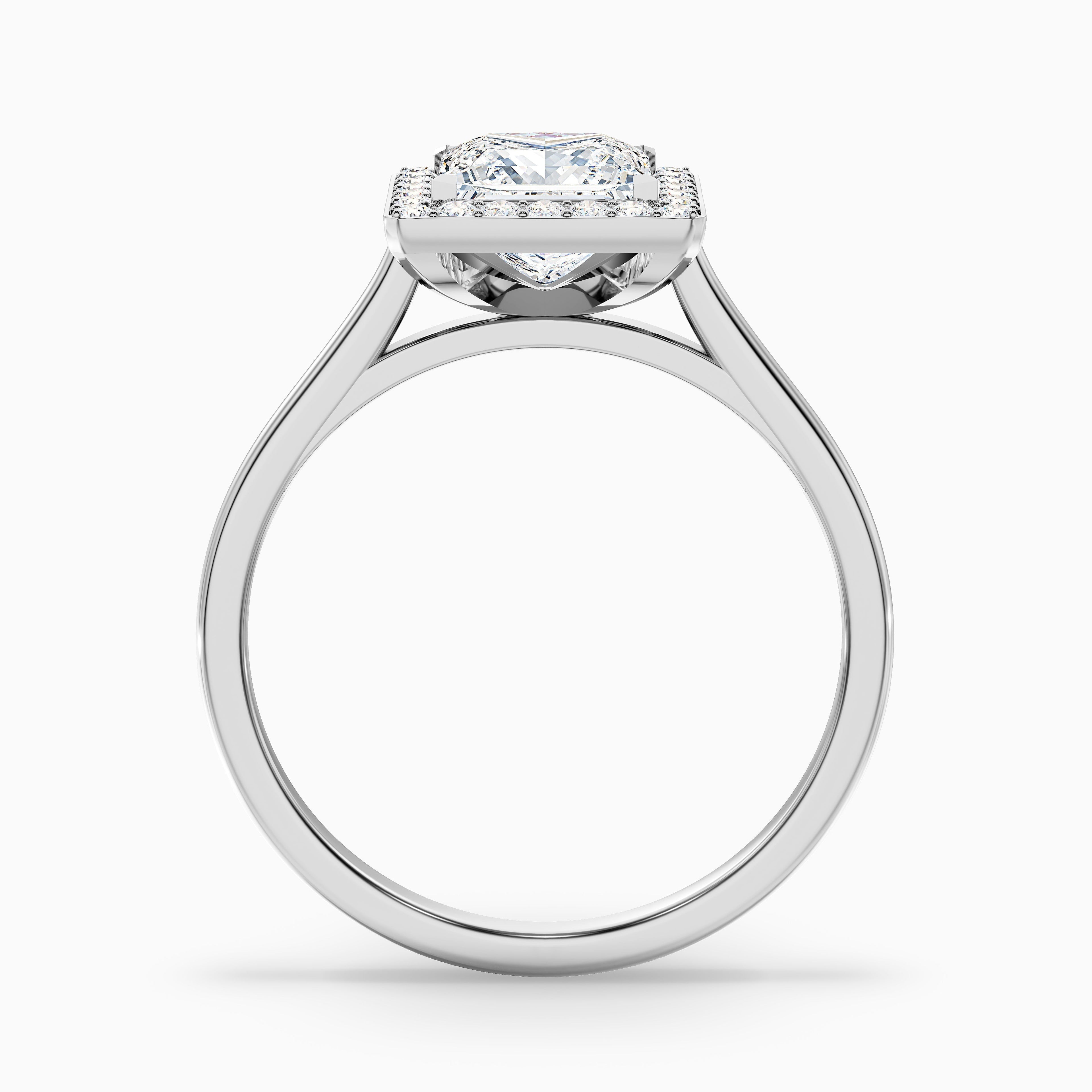 Kelly 1.5 Carat Princess Cut Halo Pave Lab Grown Engagement Ring in 18k Rose Gold  DestGlow