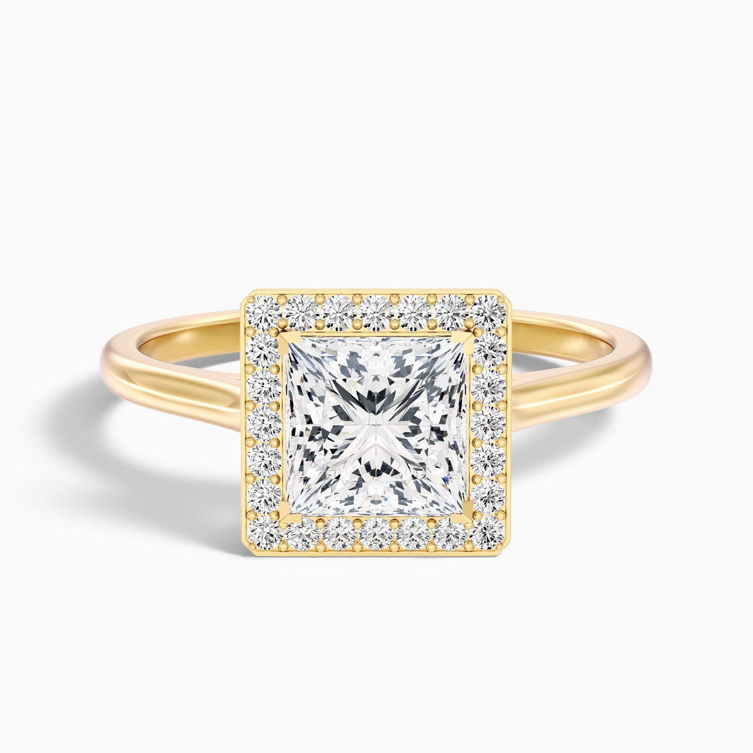 Kelly 3.5 Carat Princess Cut Halo Pave Lab Grown Engagement Ring in 14k Rose Gold  DestGlow