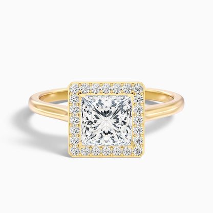 Kelly 2.5 Carat Princess Cut Halo Pave Lab Grown Engagement Ring in 14k Rose Gold  DestGlow