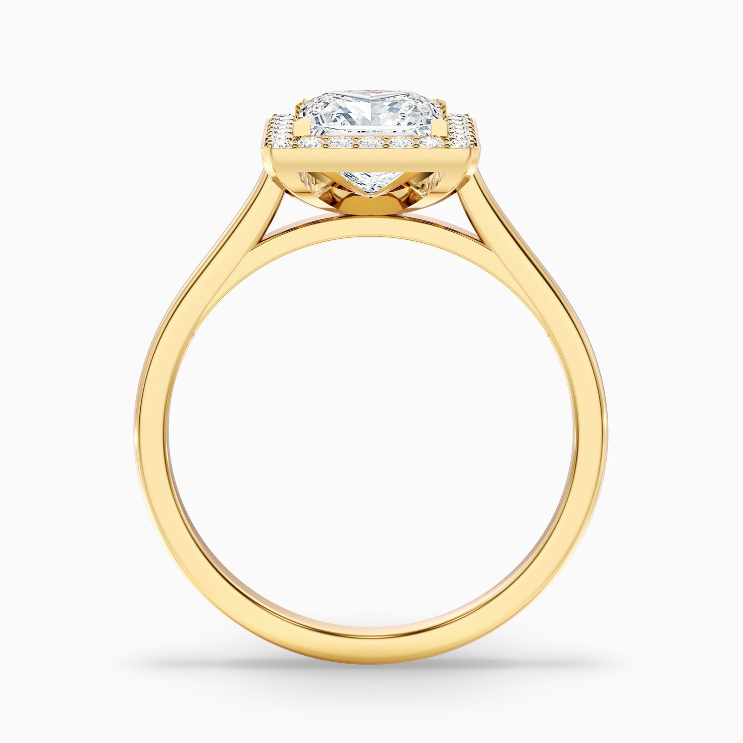 Kelly 3 Carat Princess Cut Halo Pave Lab Grown Engagement Ring in 14k Yellow Gold  DestGlow