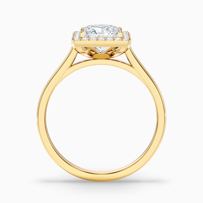 Kelly 5 Carat Princess Cut Halo Pave Lab Grown Engagement Ring in 14k Yellow Gold  DestGlow