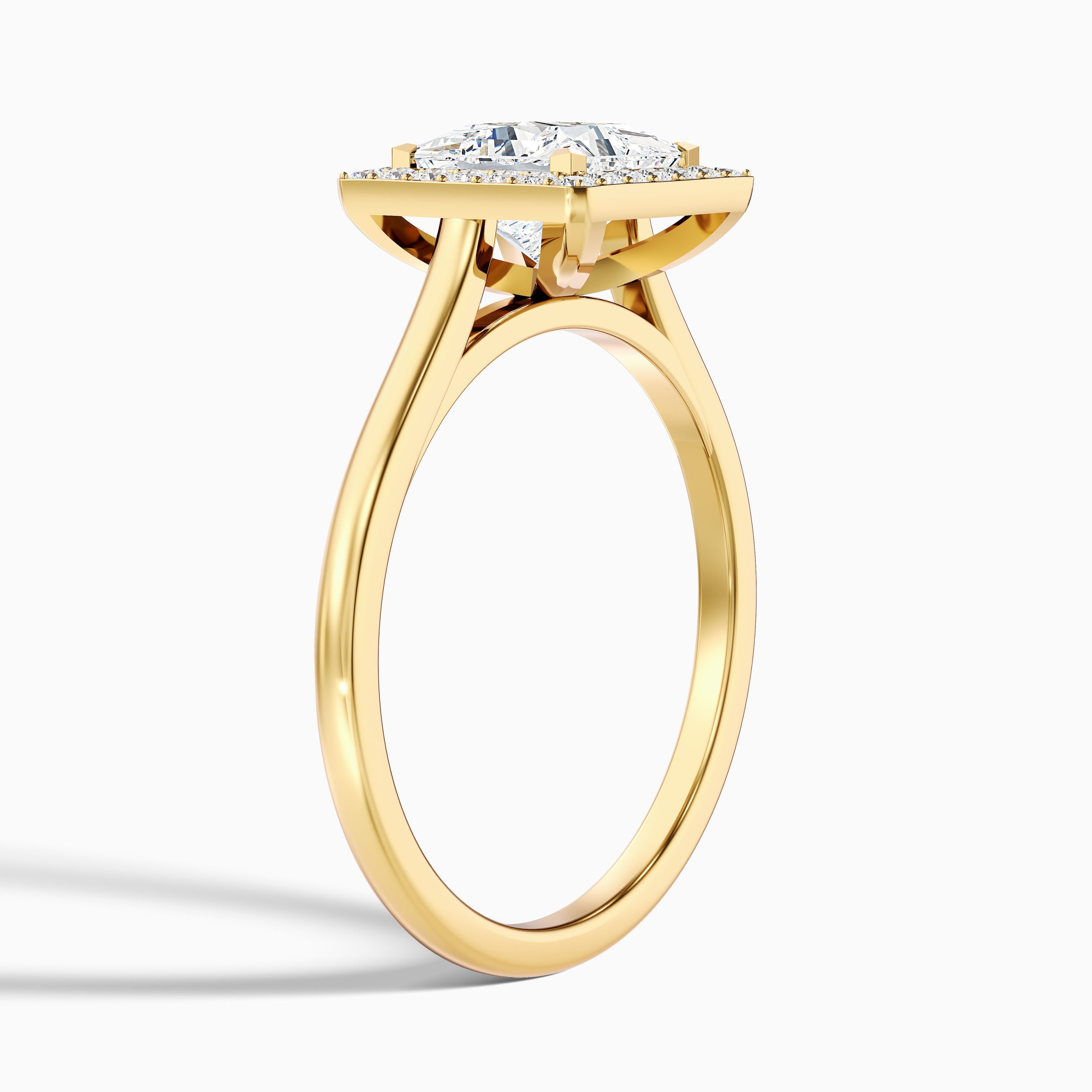 Kelly 3.5 Carat Princess Cut Halo Pave Lab Grown Engagement Ring in 10k Yellow Gold