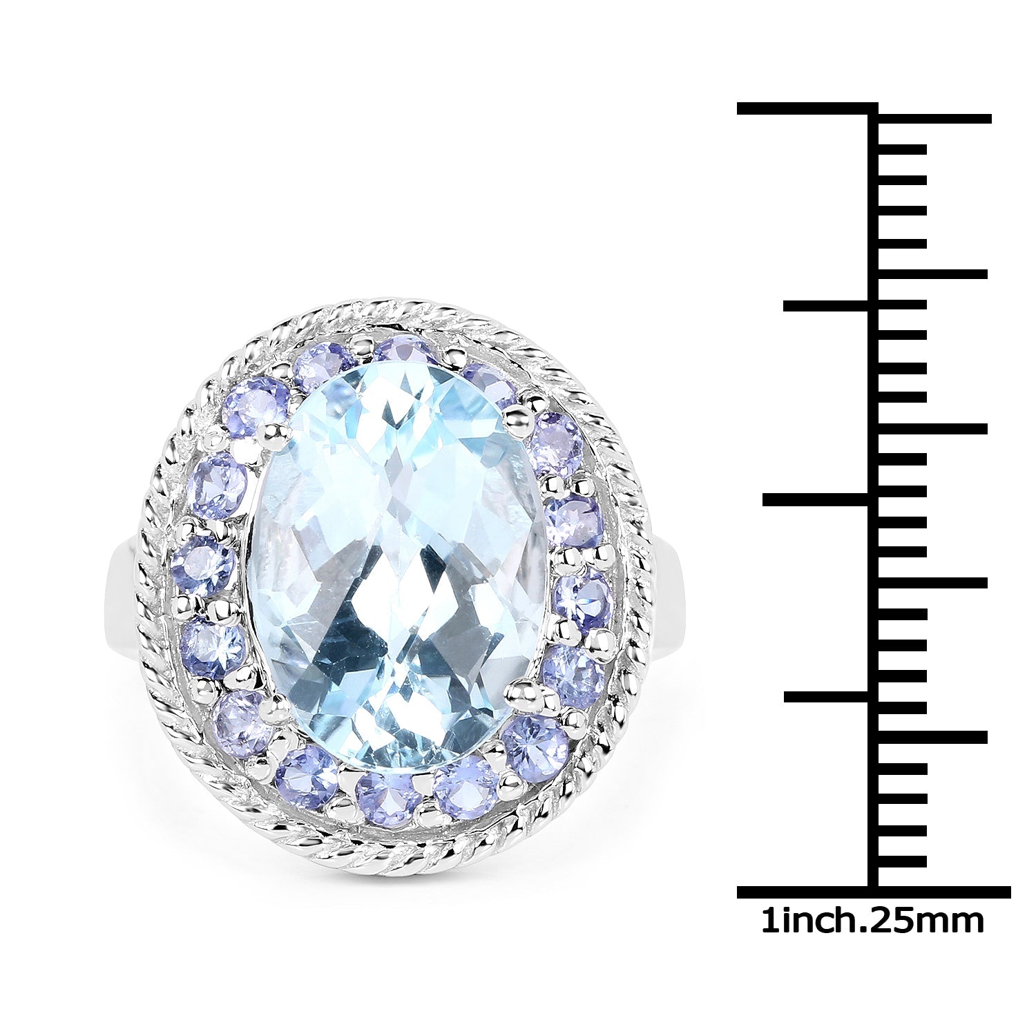 7.41 Carat Genuine Blue Topaz and Tanzanite .925 Sterling Silver Ring by Bids.com