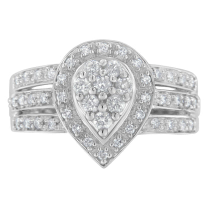 10K White Gold Round Cut Diamond Teardrop Ring (1/2 Cttw, H-I Color, SI2-I1 Clarity) - Size 6-1/2 by Bids.com