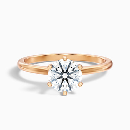 Flora 3 Carat Round Solitaire Moissanite Diamond Ring in 14k Rose Gold