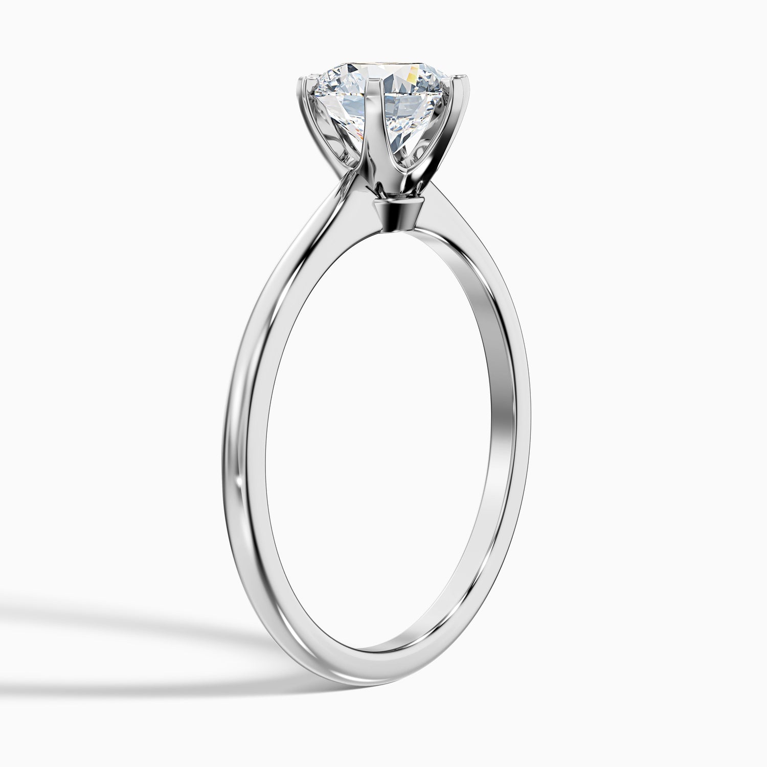 Fern 7 Carat Round Solitaire Moissanite Diamond Ring in 14k White Gold