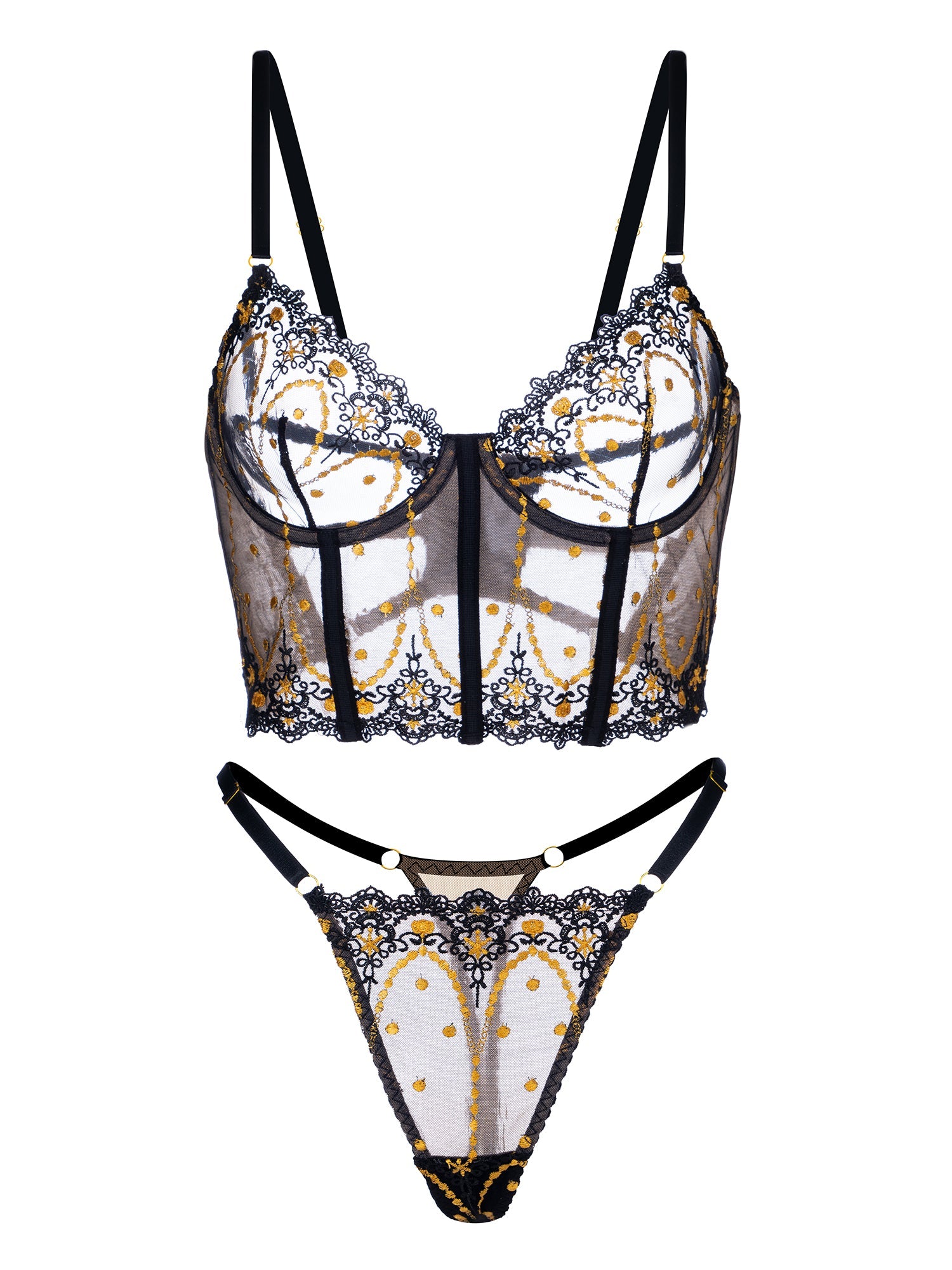 Chic Luxe Noir &amp; Gold Lingerie Set