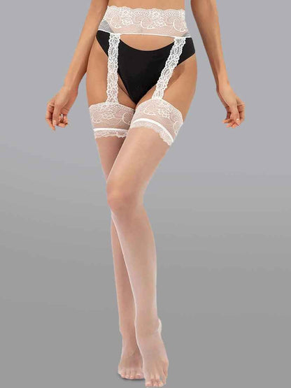 Garter Belt With Lace Stockings