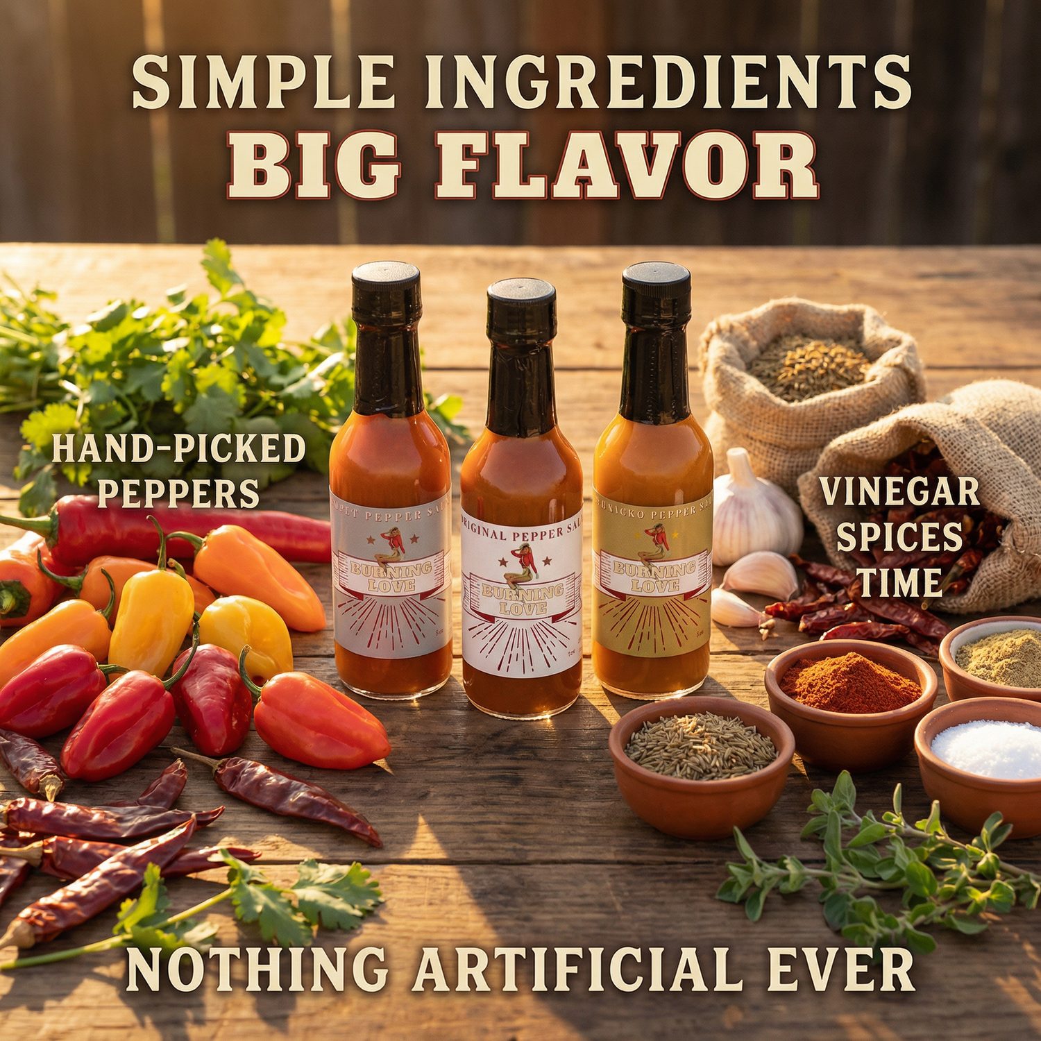 Hot Sauce 3-Pack Gift Set - Original, Habanero &amp; Sweet Heat | Small Batch Restaurant Made | Lady May by The Lady May