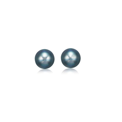 14k Yellow Gold Cultured Black Pearl Stud Earrings (6.0 mm) by Bids.com