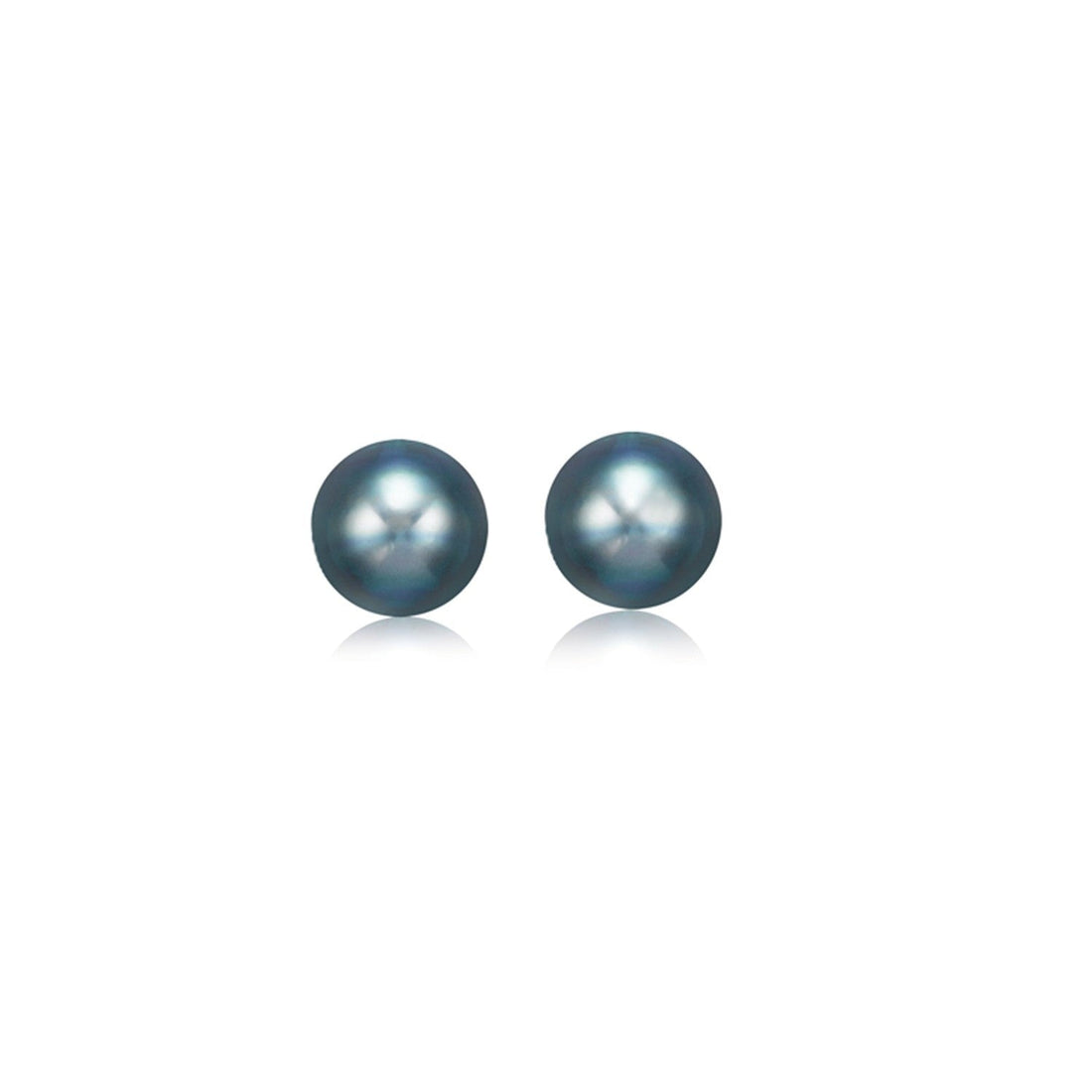 14k Yellow Gold Cultured Black Pearl Stud Earrings (6.0 mm) by Bids.com
