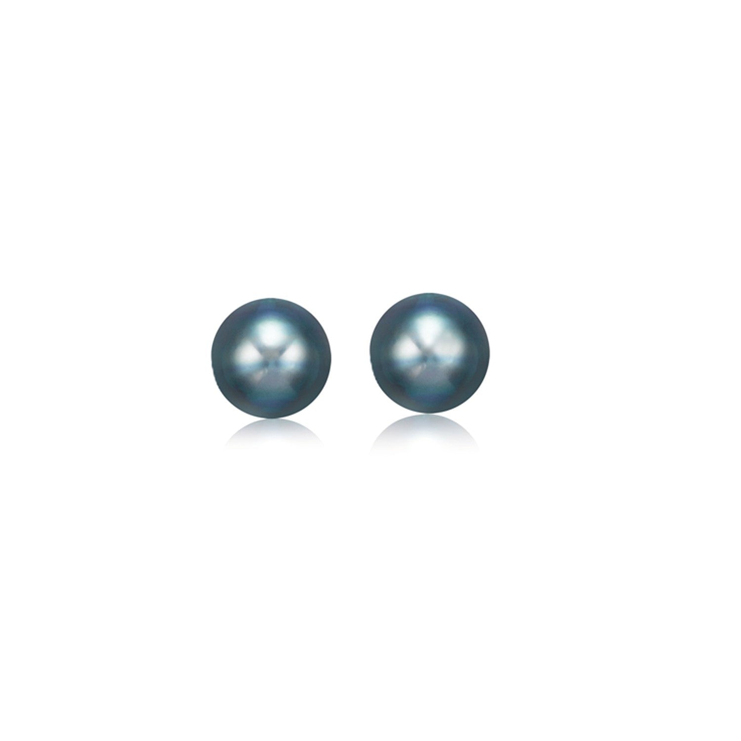 14k Yellow Gold Cultured Black Pearl Stud Earrings (6.0 mm) by Bids.com