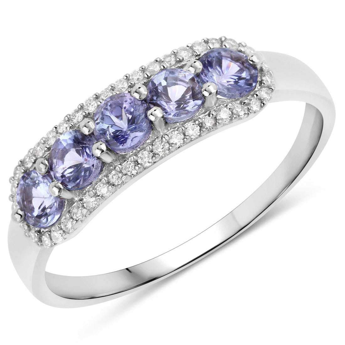 0.61 Carat Genuine Tanzanite and White Diamond 14K White Gold Ring by Bids.com