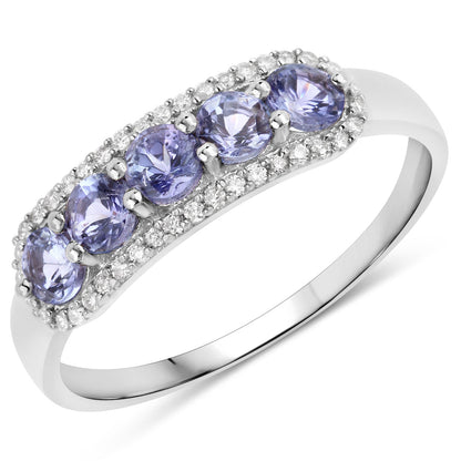 0.61 Carat Genuine Tanzanite and White Diamond 14K White Gold Ring by Bids.com