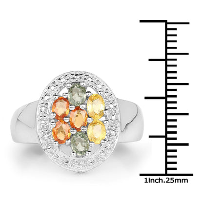 1.54 Carat Genuine Multi Sapphire .925 Sterling Silver Ring by Bids.com