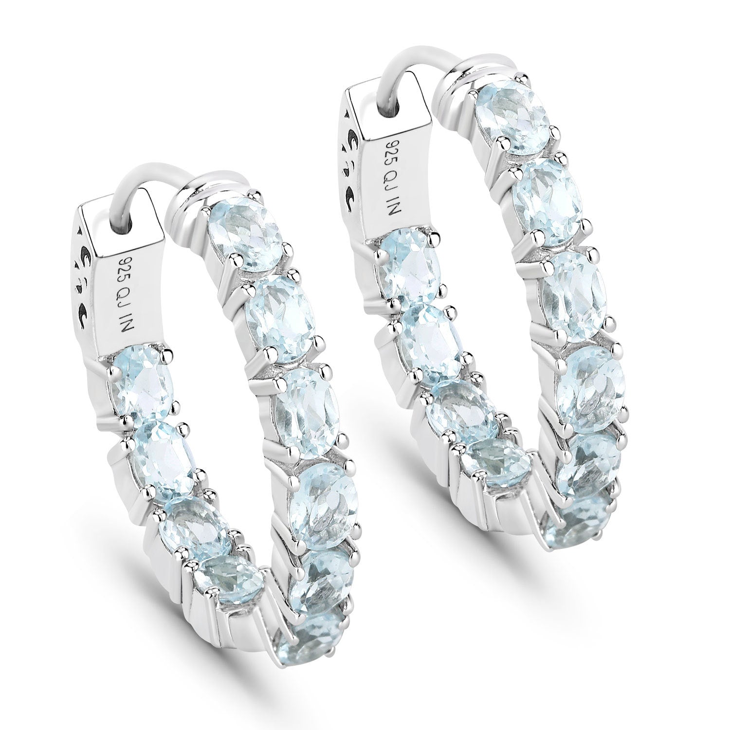 3.80 Carat Genuine Blue Topaz .925 Sterling Silver Earrings  DestGlow