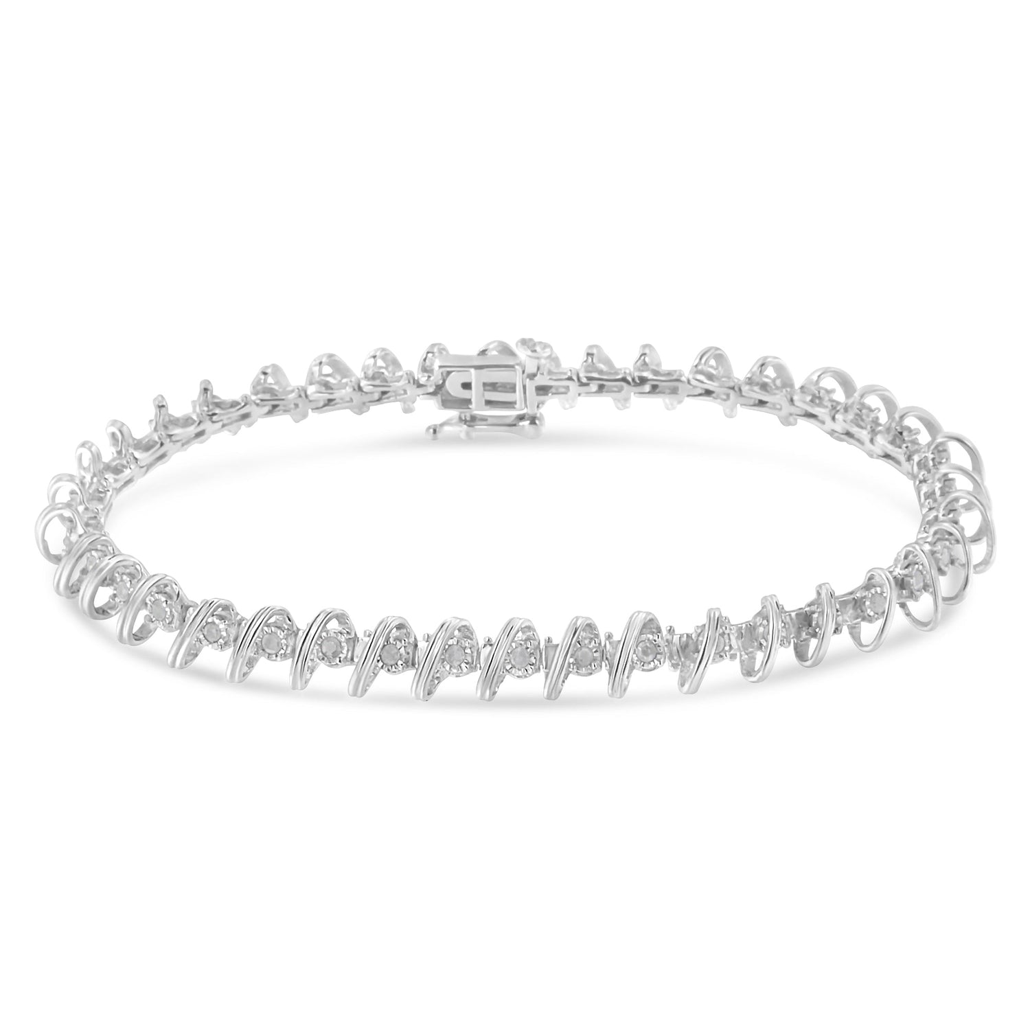 .925 Sterling Silver 1/2 Cttw Diamond Miracle-Set 7" Tennis Bracelet (I-J Color, I3 Clarity) by Bids.com