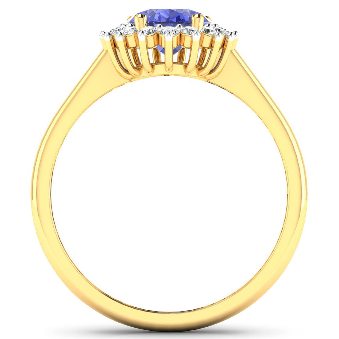 1.92 Carat Genuine Tanzanite and White Diamond 14K Yellow Gold Ring by Bids.com