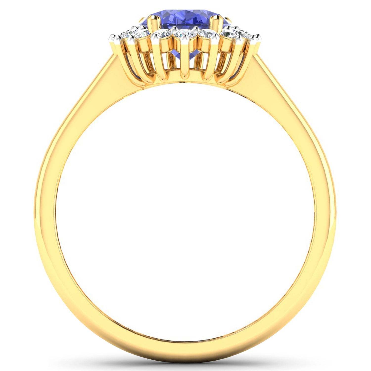 1.92 Carat Genuine Tanzanite and White Diamond 14K Yellow Gold Ring by Bids.com