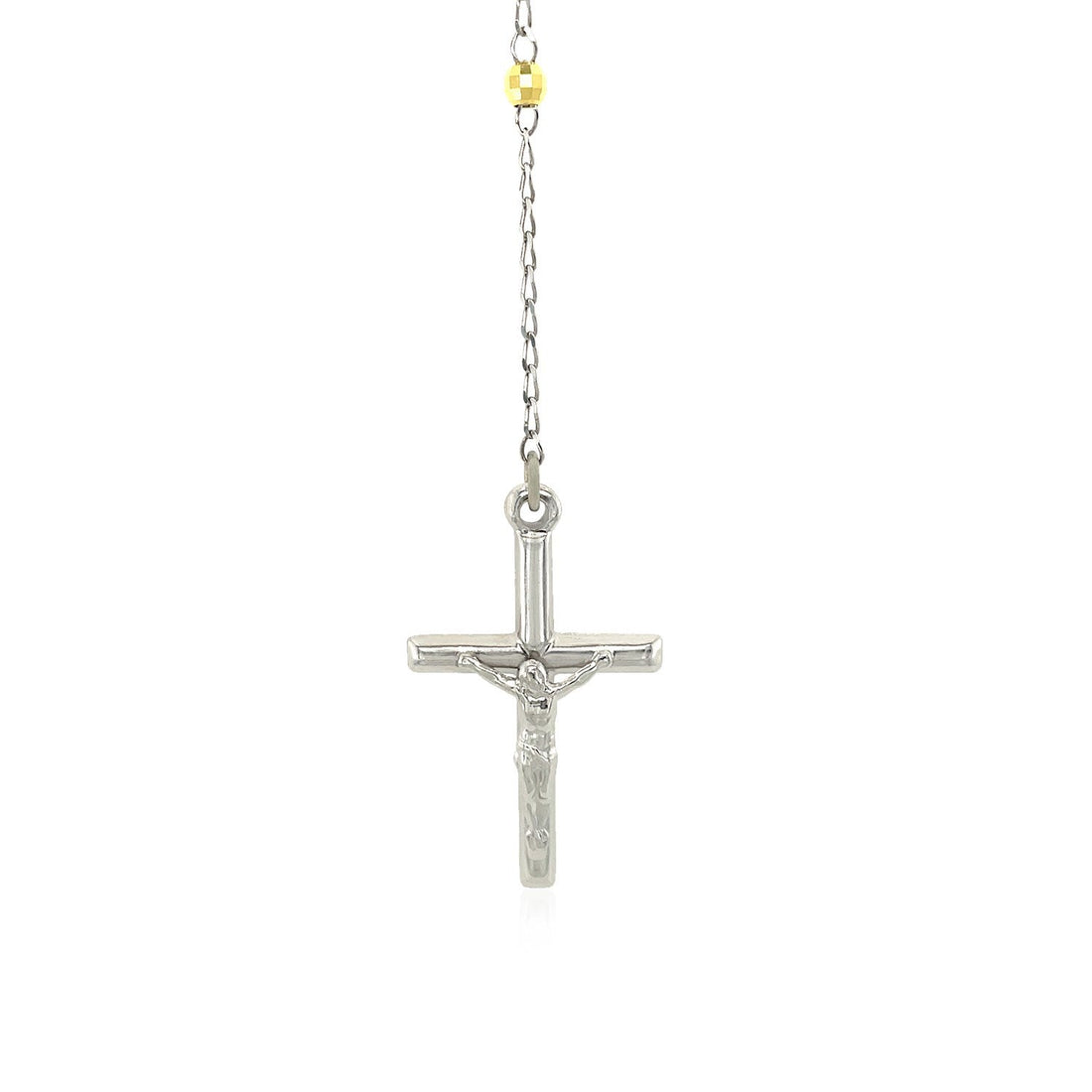 Three Toned Rosary Chain and Bead Necklace in Sterling Silver by Bids.com