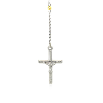 Three Toned Rosary Chain and Bead Necklace in Sterling Silver by Bids.com