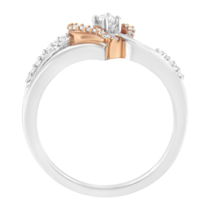 10K Rose Gold over .925 Sterling Silver â…• Cttw Diamond Split Shank Open Heart Cocktail Ring (I-J Color, I2-I3 Clarity)  DestGlow