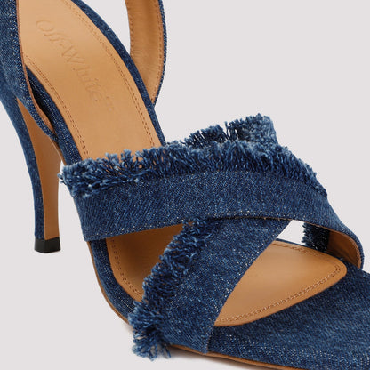 Off White Curvy Heel Denim Sandal Women by Luosophy