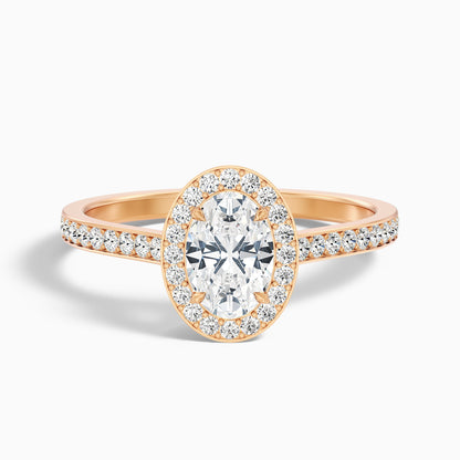 Emily 2 Carat Oval Halo Pave Moissanite Diamond Ring in 925 Sterling Silver