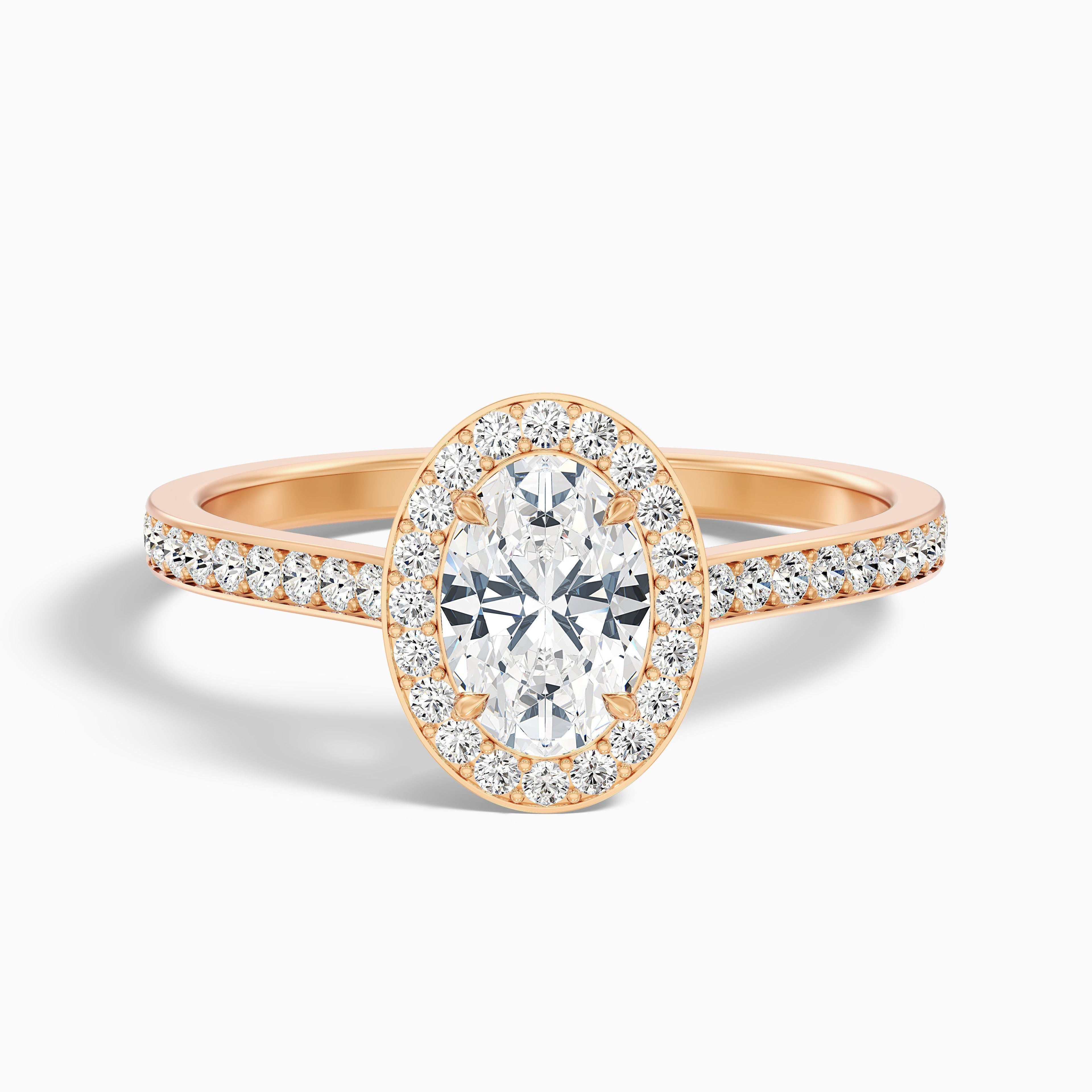 Erin 5 Carat Oval Halo Pave Lab Grown Engagement Ring in 925 Sterling Silver
