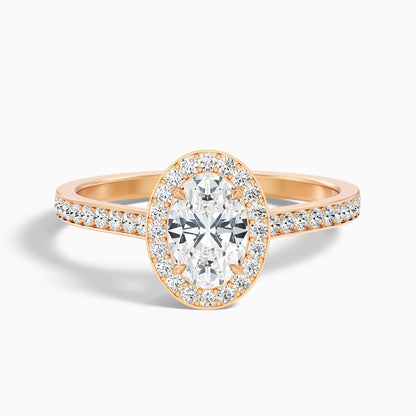 Emily 2.5 Carat Oval Halo Pave Moissanite Diamond Ring in Platinum