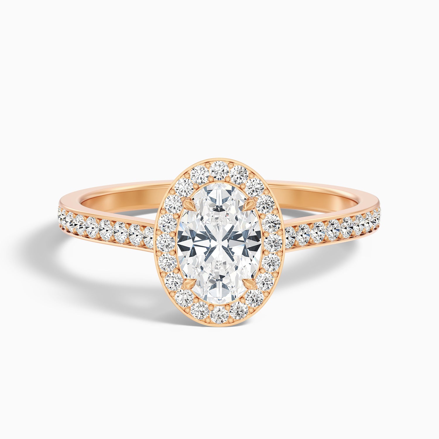 Erin 2 Carat Oval Halo Pave Lab Grown Engagement Ring in 18k Yellow Gold  DestGlow