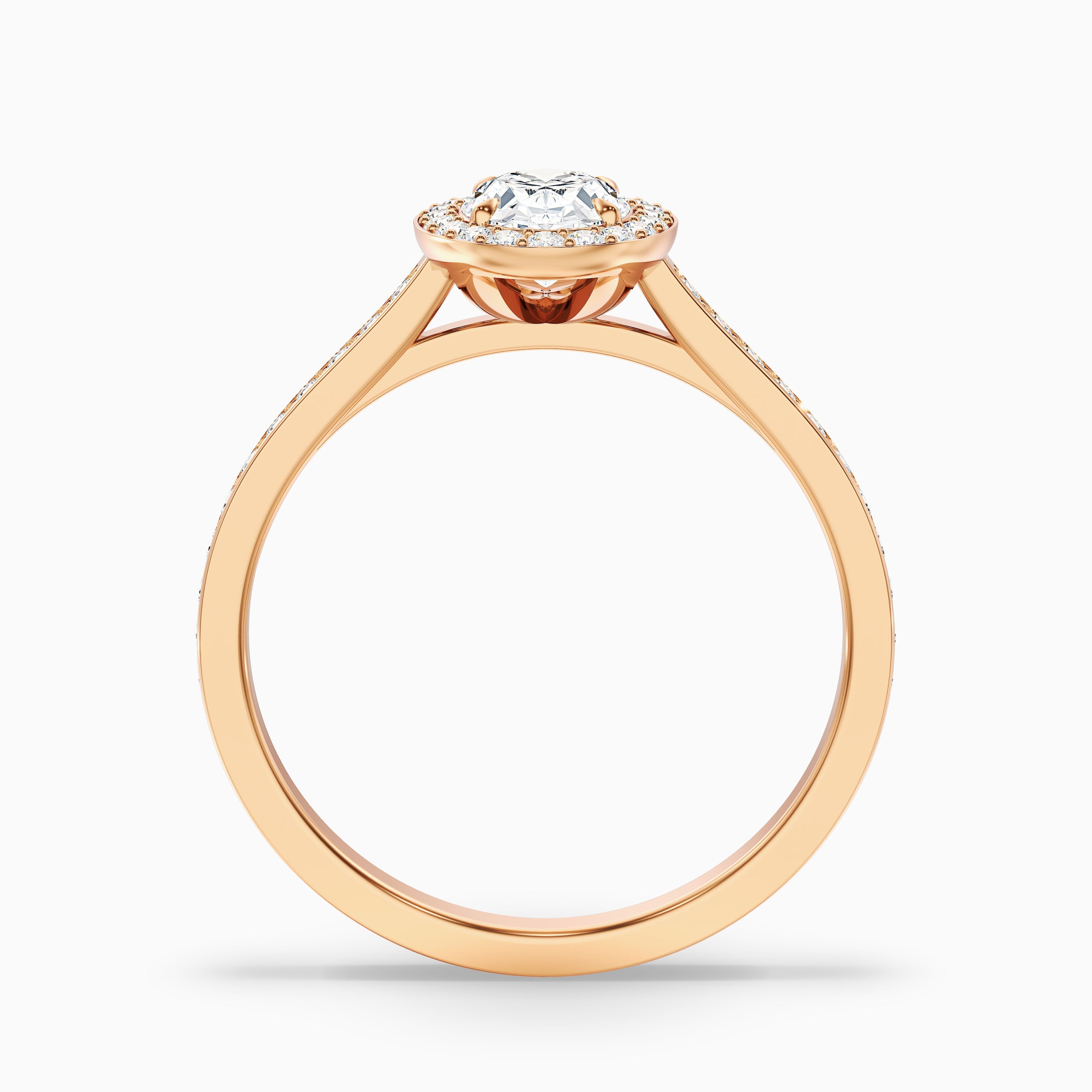 Emily 2 Carat Oval Halo Pave Moissanite Diamond Ring in 14k Yellow Gold