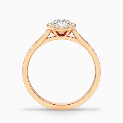 Emily 2 Carat Oval Halo Pave Moissanite Diamond Ring in 14k Yellow Gold