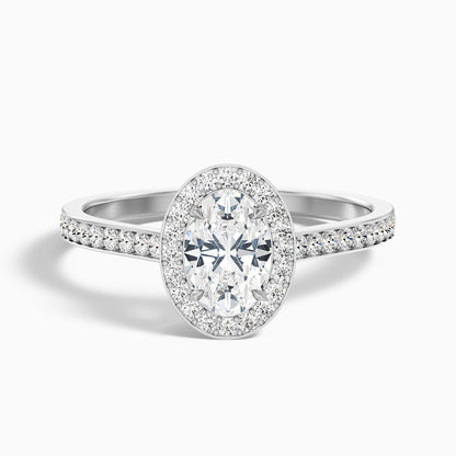 Emily 4.5 Carat Oval Halo Pave Moissanite Diamond Ring in 18k Yellow Gold