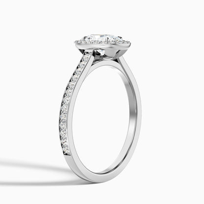 Emily 3.5 Carat Oval Halo Pave Moissanite Diamond Ring in 10k White Gold