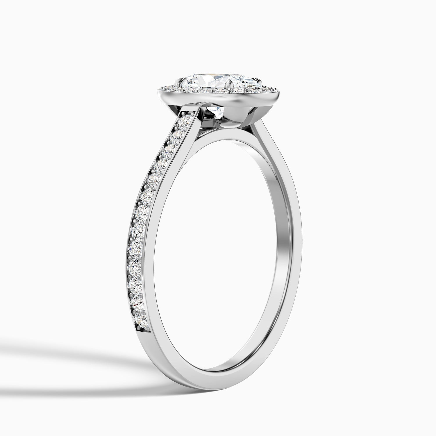 Emily 2.5 Carat Oval Halo Pave Moissanite Diamond Ring in 10k White Gold