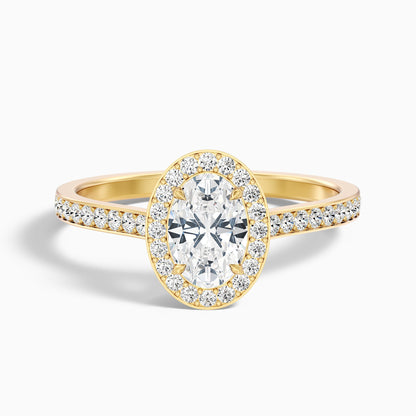 Erin 3 Carat Oval Halo Pave Lab Grown Engagement Ring in 14k White Gold  DestGlow
