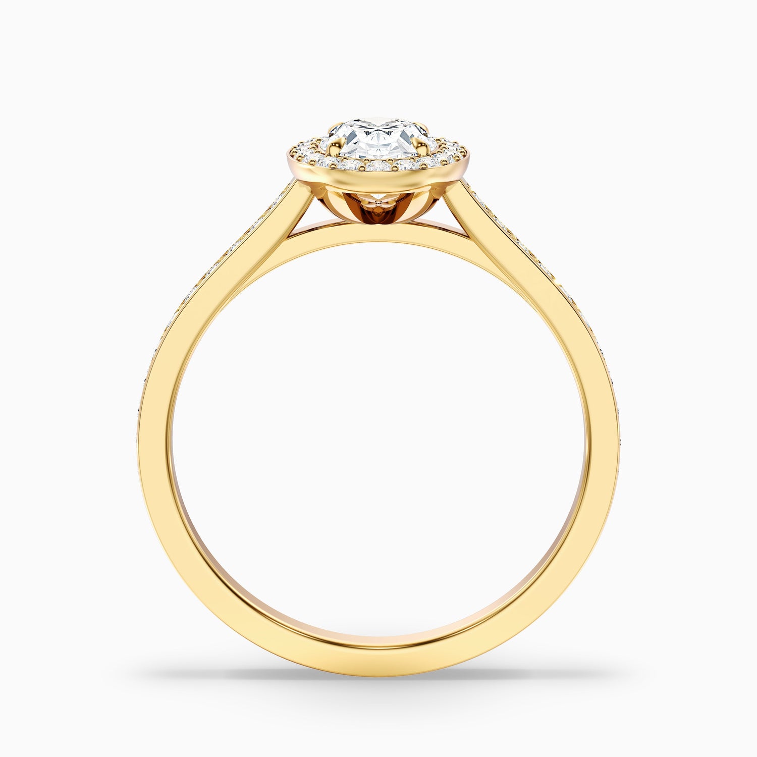 Emily 1 Carat Oval Halo Pave Moissanite Diamond Ring in 18k Yellow Gold