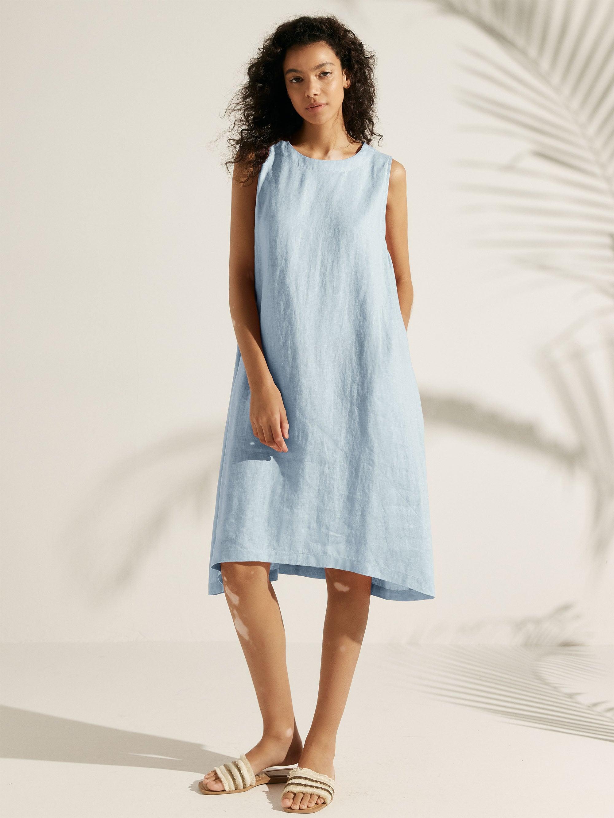 100% Linen Sleeveless Dress SIENNA by LINTICO